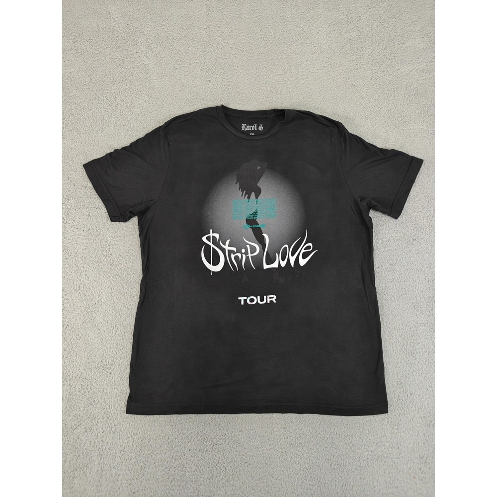 Karol G Shirt Mens 2XL Black Strip Love‎ Tour Graphic Tee Bichota Concert 2023